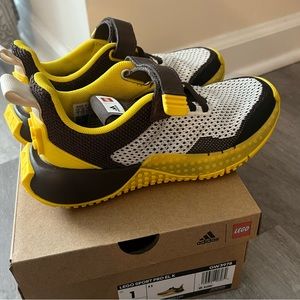 Little Boys yellow Lego Adidas shoes